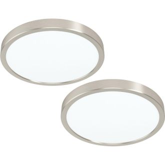 Loops 2 PACK Ceiling Light Satin Nickel 285mm Round Surface Mounted 20W LED 3000K in Metallics
