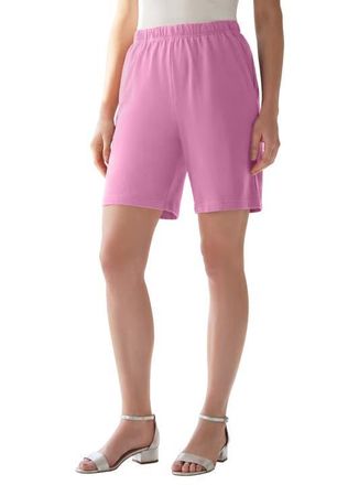 Roaman's Plus Size Soft Knit Pull-On Short in Mauve Orchid at Nordstrom, Size Small