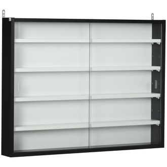 OEM Vitrina Expositora Vitrina De Pared Con Estantes Ajustables Y 2 Puertas Correderas De Vidrio Para Colecciones Perfumes Figuras De Decoraci&oacute;n 80x9,5x60