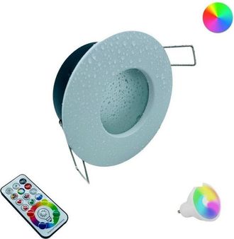 Trade Shop Trade Shop - Proyector Led Empotrado Para La Ducha De Ba&ntilde;o Rgbw 10w Gu10 L&aacute;mpara De Cromoterapia - Blanco