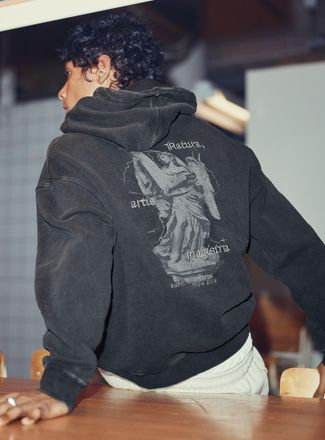 Djab Mens Latin inscription faded hoodie