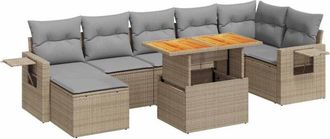 vidaXL Set De Sof&aacute;s De Jard&iacute;n Y Cojines 8 Piezas Rat&aacute;n Sint&eacute;tico Beige Vidaxl