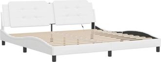 vidaXL Bed Frame with led without Mattress Zadar White 200x200 cm Vidaxl