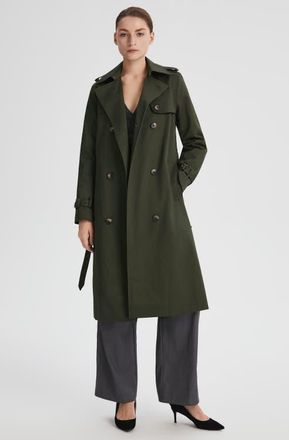 Orolay Long Classic Trench Coat in Olive at Nordstrom, Size X-Small