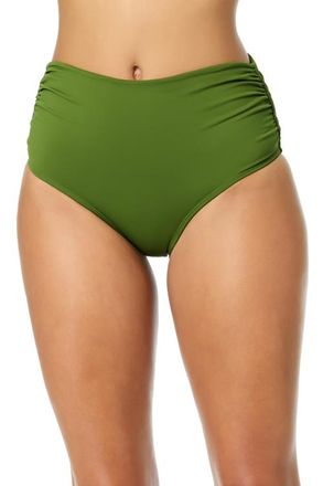 Anne Cole Womens Live In Color Solid Convertible High Waist Shirred Swim Bottom in Olive at Nordstrom, Size X-Small
