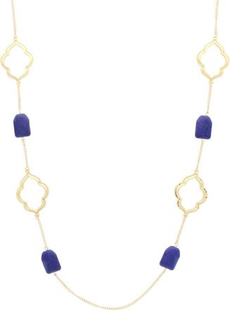 Olivia Welles Eileen Resin Station Necklace in Matte Gold /Blue at Nordstrom Rack