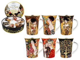 OEM Carmani, Juego De 6 Tazas De 330 Ml En Caja Redonda - Gustav Klimt, Surtido