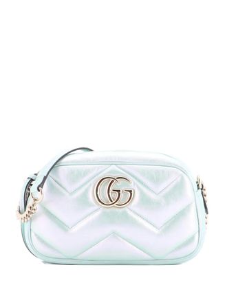 Gucci GG Marmont Chevron Iridescent Leather Small shoulder bag - women - Calf Leather - One Size - Green