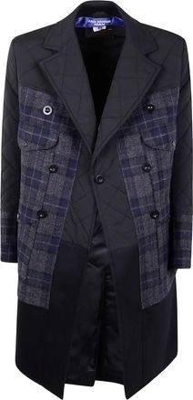 Junya Watanabe Gewatteerde geruite jas - Blauw