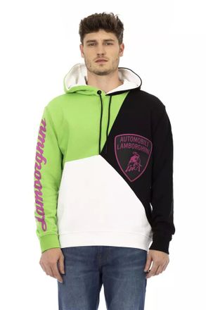 Automobili Lamborghini White Cotton Men Sweater with Mens Hood