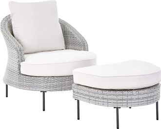 Beliani Sill&oacute;n De Jard&iacute;n De Rat&aacute;n Sint&eacute;tico Con Reposapi&eacute;s De Mimbre Gris Arcille