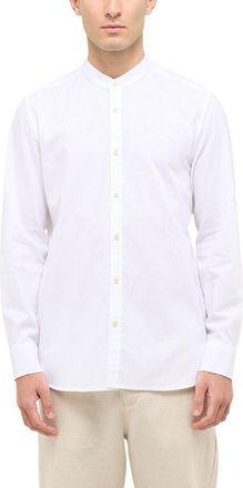 Mustang Langarmhemd MUSTANG Herren Style Yuma, Herren, Gr. M, US-Gr&ouml;ssen, weiss (wei&szlig; 2007), Web, 55% Leinen, 45% Baumwolle, unifarben, regular fit, Hemden La