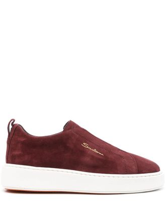 Santoni suede slip-on sneakers - Red