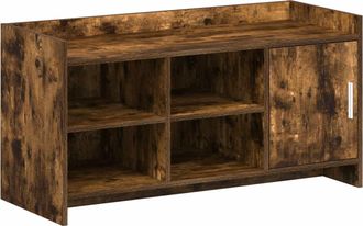 vidaXL Armario Zapatero Con Puerta Roble Ahumado 100 X 39,5 X 51 Cm Vidaxl