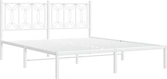 vidaXL Metal Bed Frame without Mattress with Headboard White 160x200cm vidaXL