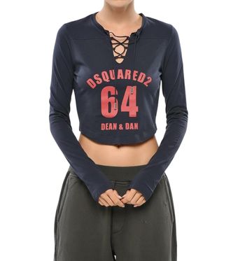 Dsquared2 Blue Graphic Round Neck T-Shirt