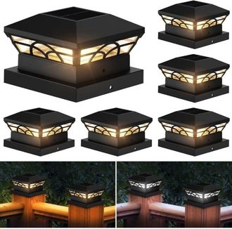 OEM Luces Solares Para Postes, Paquete De 6 Luces Solares Para Postes De Cerca De Terraza De 3,5 X 3,5 Pulgadas, 4 X 4 Pulgadas Y 5 X 5 Pulgadas De Madera