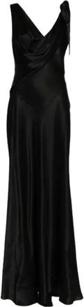 Alberta Ferretti Black Silk Maxi Dress Size L