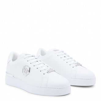 Philipp Plein Logo-Embellished Leather Sneaker - White