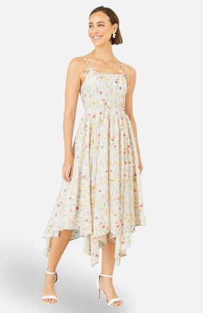 Yumi Botanical Embroidery Midi Dress in White at Nordstrom, Size 10
