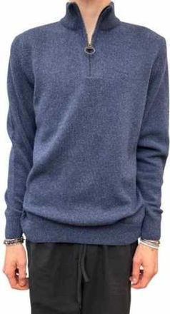 Barbour Tisbury Zip-Neck Jumper - Heren - V-hals truien - Blauw - M - Wol - Truien & Vesten