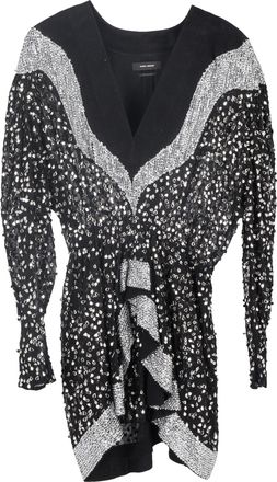 Isabel Marant Isabel Marant Caldes mini-jurk van zwarte chiffon met pailletten