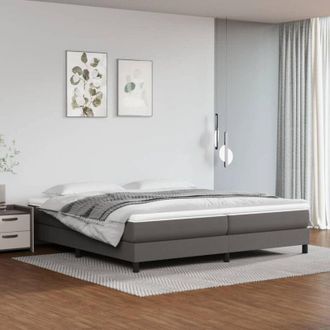 vidaXL Vidaxl - Cama Box Spring Con Colch&oacute;n Cuero Sint&eacute;tico Gris 200x200 Cm