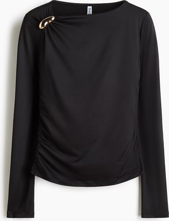 H&M Asymmetrisches Jerseyshirt - Schwarz