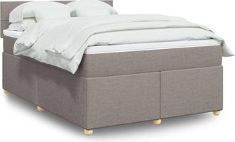 vidaXL Vidaxl - Cama Box Spring Con Colch&oacute;n Tela Gris Taupe 140x190 Cm