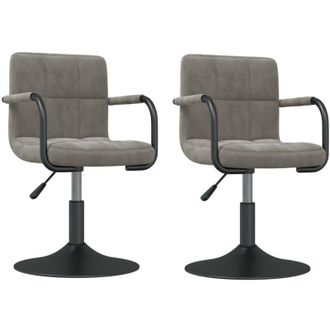 vidaXL Vidaxl - Sillas De Comedor Giratorias 2 Uds De Terciopelo Gris Claro