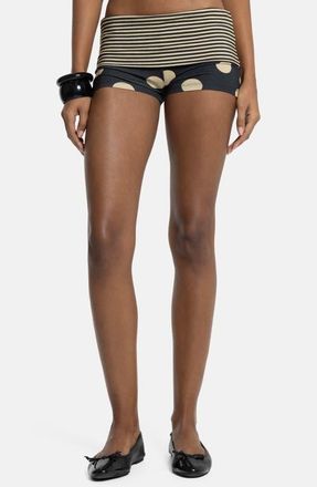 Jaded London Mixed Print Foldover Waist Shorts in Black at Nordstrom, Size 12