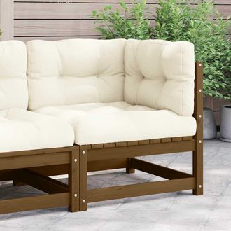 vidaXL Sof&aacute; De Esquina De Jard&iacute;n Y Cojines Madera Madera Pino Crema Vidaxl