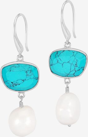 Dower & Hall Turquoise Pebble & Pearl Drop Earrings in Sterling Silver at Nordstrom