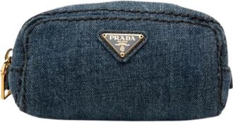 Prada Pre-owned Bags, female, Blue, Size: ONE SIZE Pre-owned Denim Pouch