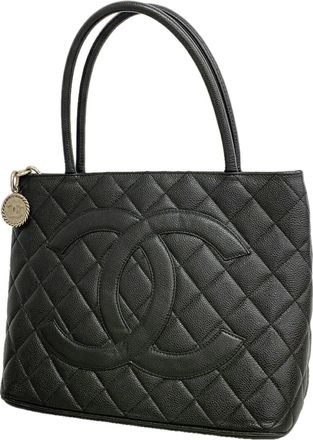 Chanel Black Grained Calfskin Tote Bag (Pre-Owned)