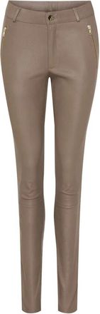 Notyz Saddle Zip Leggings Taupe Goud Acc - Dames - Leggings - Grijs - XL - Leer - Broeken