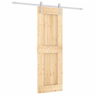 Berkfield Home Sliding Door with Hardware Set 70x210 cm Solid Wood Pine in Brown