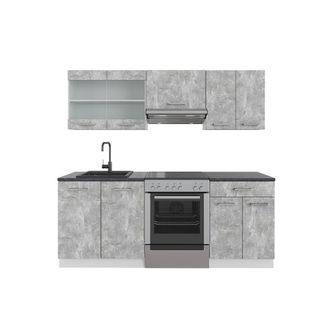 Vicco Mueble De Cocina R-line, Hormig&oacute;n/blanco, 200 Cm, Et Antracita