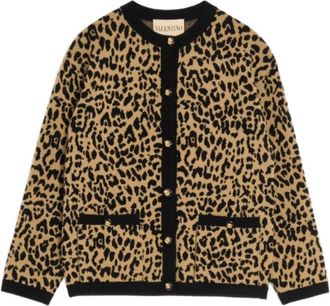 Valentino Cardigan met dierenprint - Dames - Vesten - Beige - S - Wol - Truien & Vesten