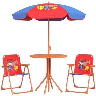 OUTSUNNY Kids Bistro Table and Chair Set w/ Cowboy Theme - Adjustable Parasol | TJ Hughes