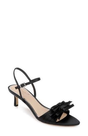 Badgley Mischka Floribeth Ankle Strap Sandal in Black Satin at Nordstrom Rack, Size 8