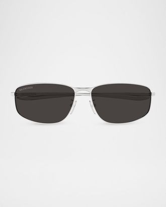 Balenciaga Men & apos;s Metal Rectangle Sunglasses