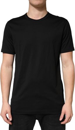 Dolce & Gabbana Black Cotton Crewneck Short Sleeve Mens T-Shirt
