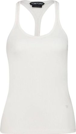 Tom Ford Tops, Dames, Wit, 3Xs, Ribbed Silk Tank Top