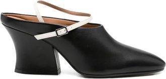 Jil Sander Schoenen, Dames, Blauw, 37 EU, Leer, Sculpturale Hiel Mulesandalen