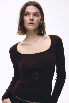 H&M Square-neck Top in Burgundy at Nordstrom, Size X-Small