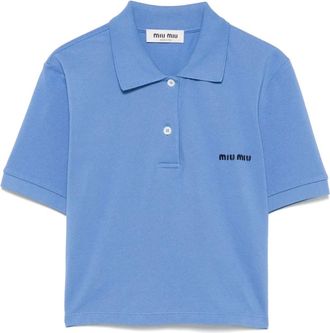 Miu Miu Polo crop con logo - Blu