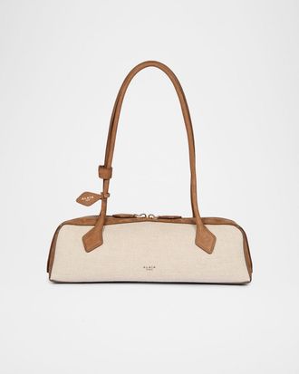 Alaia Le Teckel Medium Shoulder Bag in Canvas and Leather