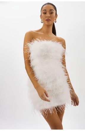 LaMarque Triana | Feather Dress in White at Nordstrom, Size Xx-Small