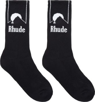 Rhude intarsia-logo socks - Black